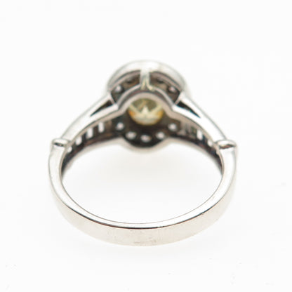 925 Sterling Silver Real Oval-Cut Citrine & C Z Ring Size 8