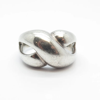 925 Sterling Silver Vintage Crossover Ring Size 8.25