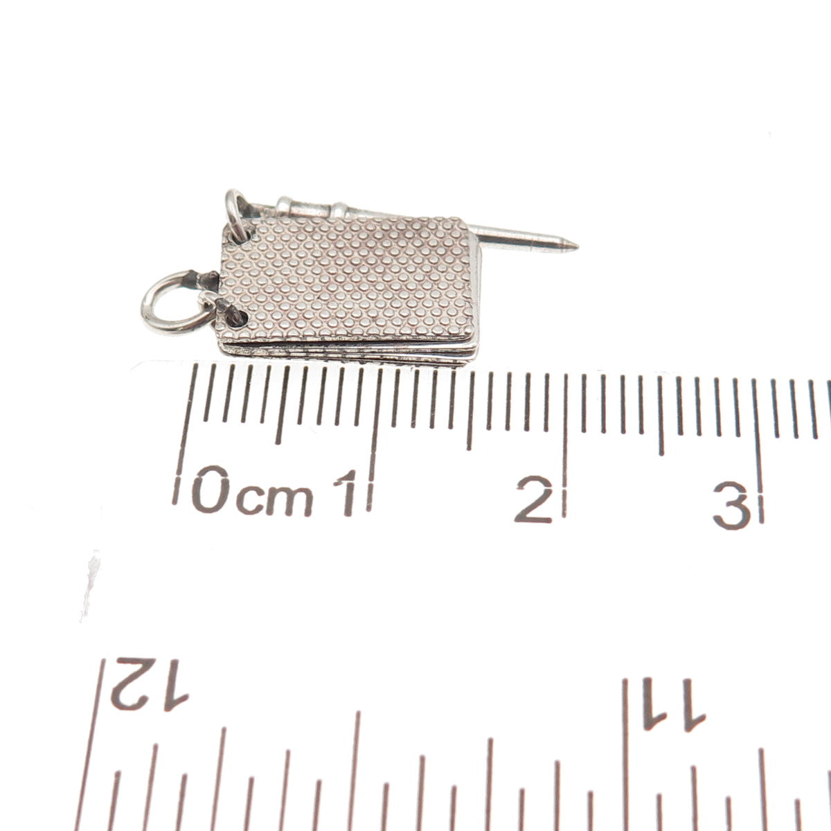 925 Sterling Silver Antique Art Deco Notebook & Pencil Mini Charm Pendant
