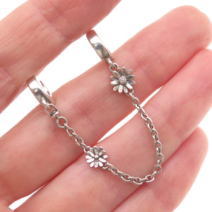 Pandora 925 Sterling Silver Daisy Flower Safety Chain Charm