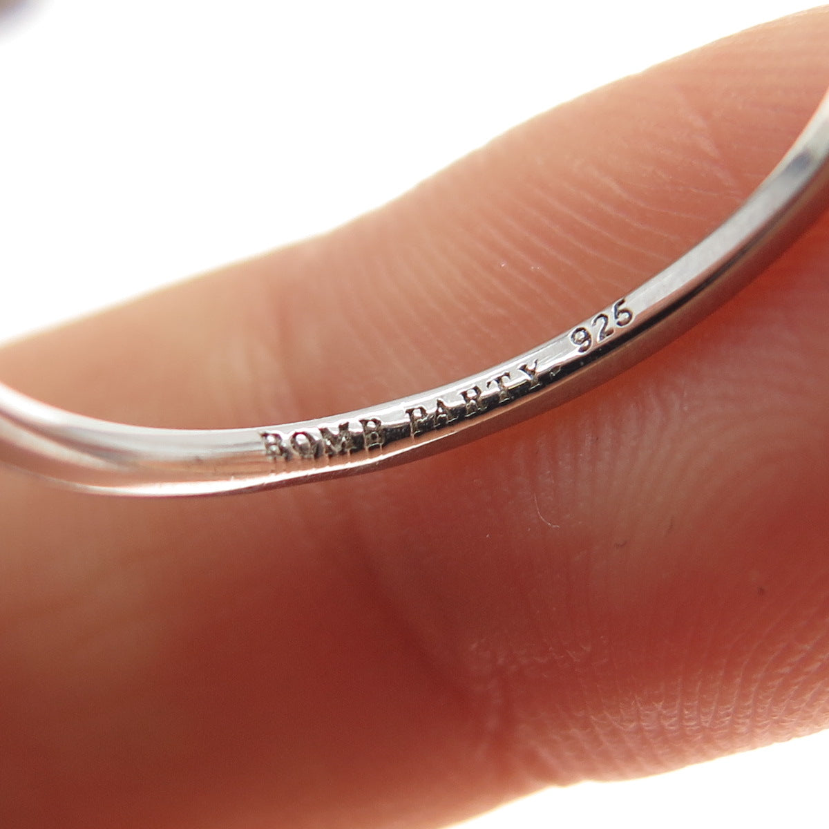 BOMB PARTY 925 Sterling Silver Round-Cut C Z Ring Size 7.5