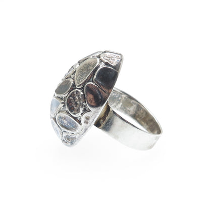 NINOS CHAMMO 925 Sterling Silver Vintage Mexico Modernist Petal Dome Ring Size 8
