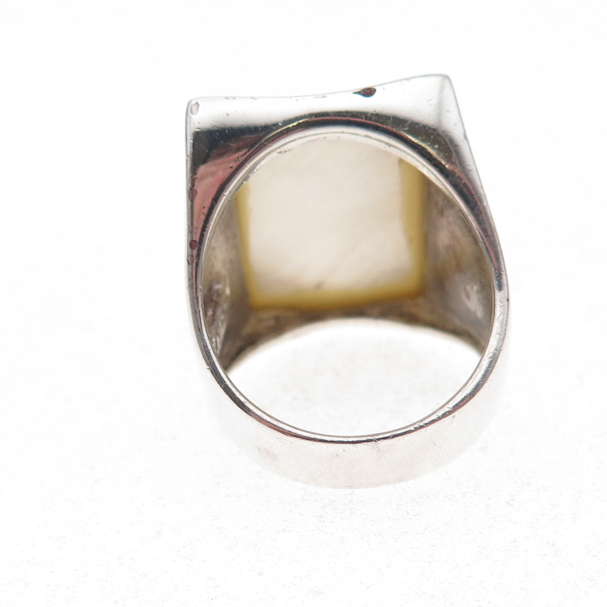Collins 925 Sterling Silver Vintage Real MOP Modernist Oxidized Ring Size 6