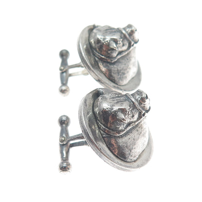 CINI 925 Sterling Silver Antique Bull's Head Oxidized Cufflinks