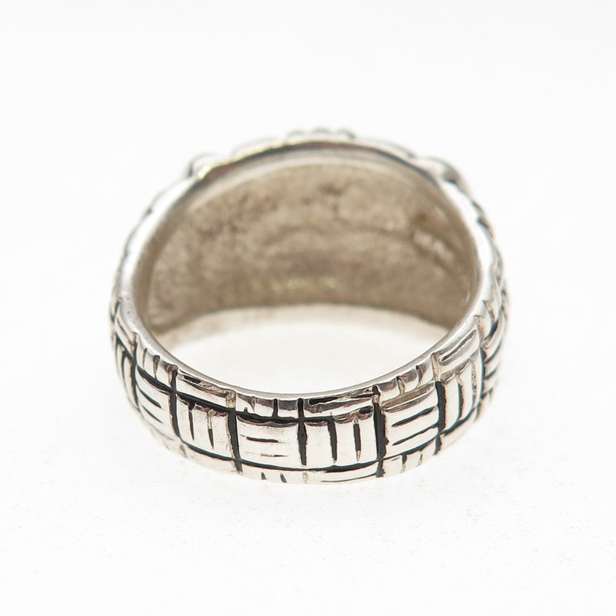 ESPO Joseph Esposito 925 Sterling Silver Vintage Woven Oxidized Ring Size 7