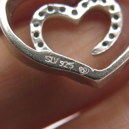 SLV SADYE L VASSIL 925 Sterling Silver Diamond Heart Slide Pendant