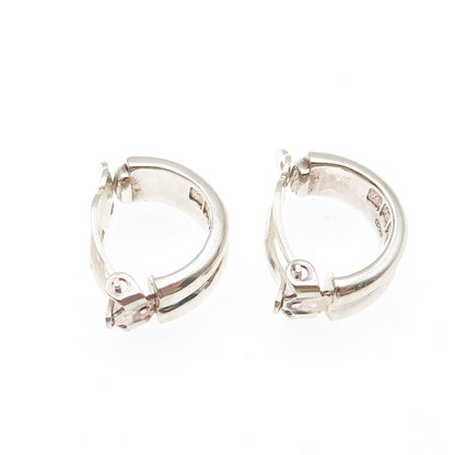 Ralph Lauren 925 Sterling Silver Vintage Modernist 2-Row Clip On Earrings