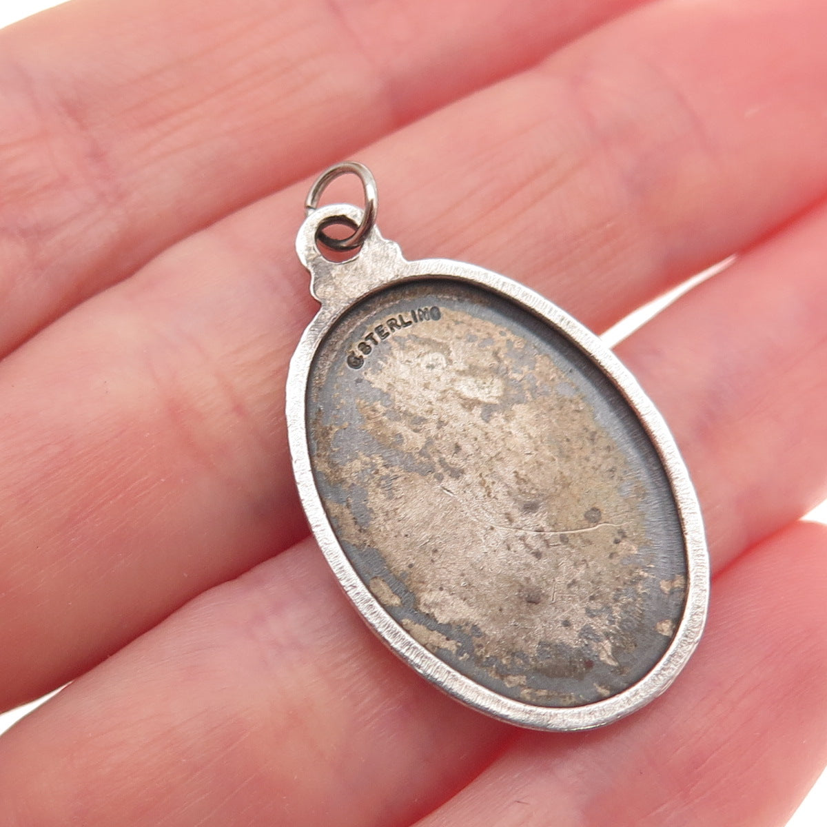 College Seal & Crest Sterling Silver Antique Art Deco St. Christopher Pendant