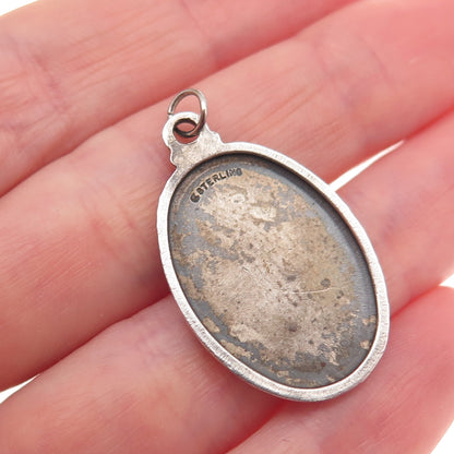 College Seal & Crest Sterling Silver Antique Art Deco St. Christopher Pendant