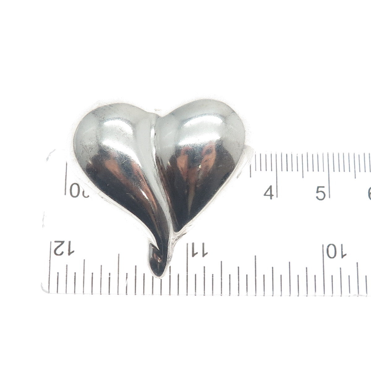 925 Sterling Silver Vintage Mexico Modernist Puffy Heart Pin Brooch