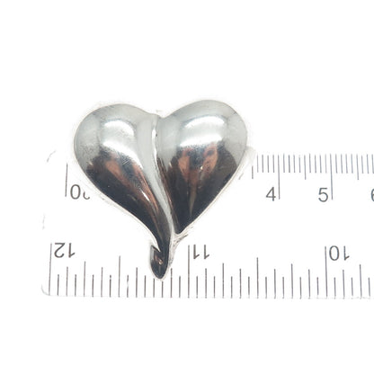925 Sterling Silver Vintage Mexico Modernist Puffy Heart Pin Brooch