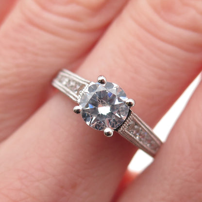 925 Sterling Silver Round-Cut C Z Engagement Ring Size 6.5