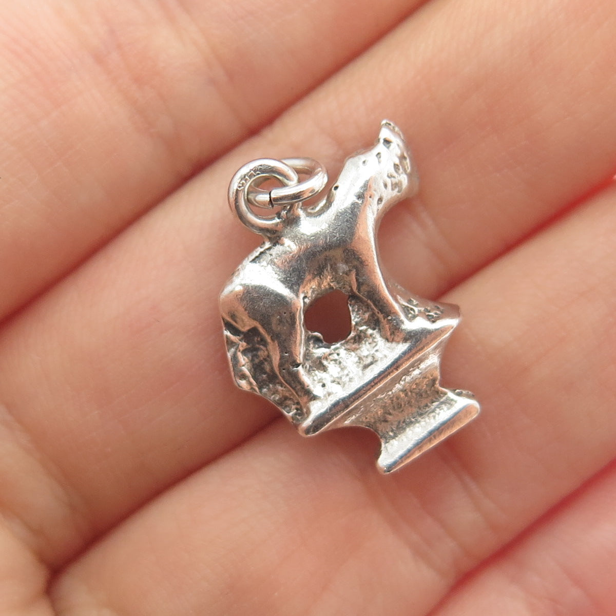 925 Sterling Silver Antique Wolf Romulus & Remus Minimalist Charm Pendant