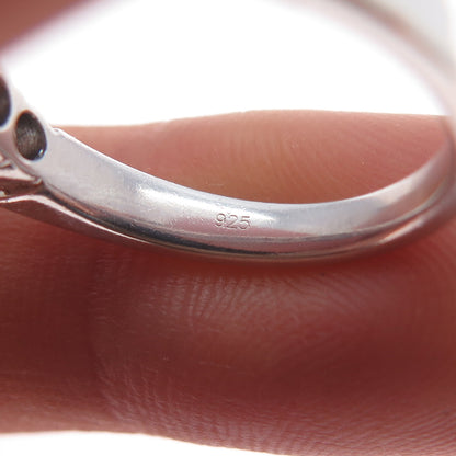 925 Sterling Silver Real Round-Cut Diamond Half Eternity Band Ring Size 7.25