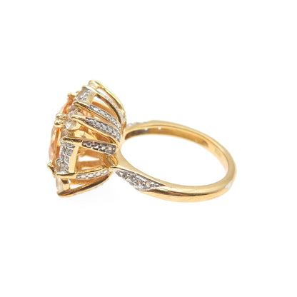 Chuck Clemency Sterling Silver Gold Plated Real Citrine White Topaz Ring Size 7