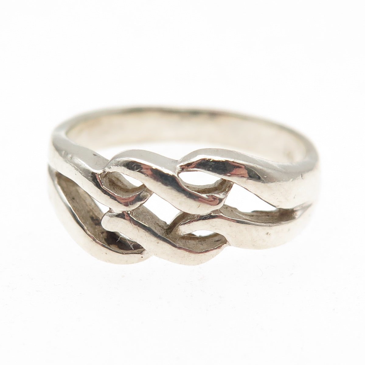 925 Sterling Silver Vintage Modernist Wavy Ring Size 9