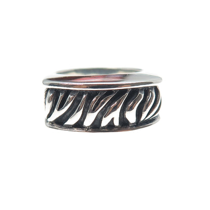 SIDNEY EVAN 925 Sterling Silver Vintage Modernist Oxidized Ring Size 7.75