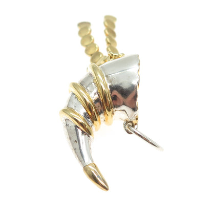 925 Sterling Silver 2-Tone Vintage Horn of Wealth Pendant