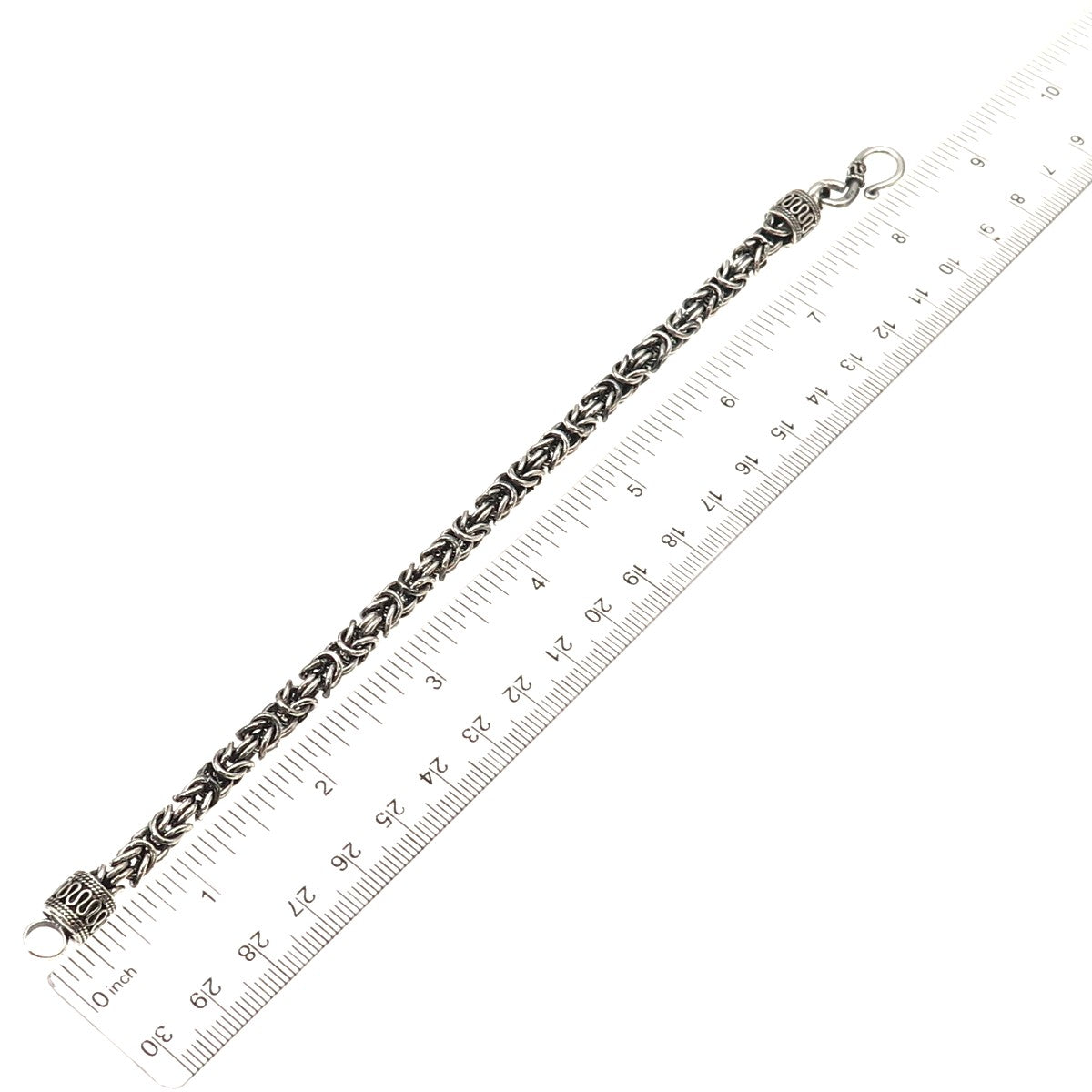 925 Sterling Silver Vintage Byzantine Link Oxidized Bracelet 8"