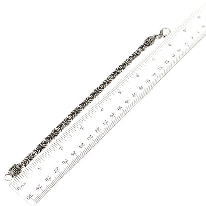 925 Sterling Silver Vintage Byzantine Link Oxidized Bracelet 8"