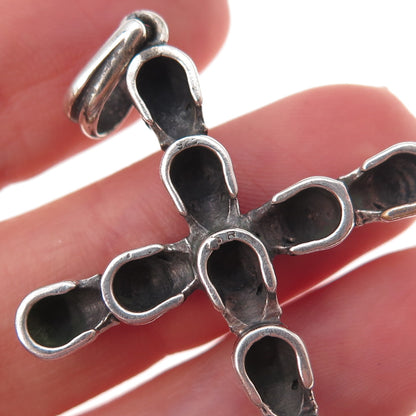 925 Sterling Silver Vintage Skull Cross Oxidized Pendant