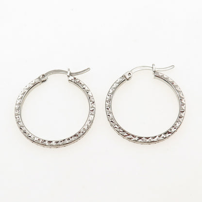925 Sterling Silver Diamond-Cut Hoop Earrings