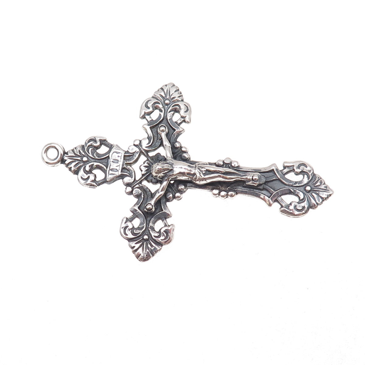 925 Sterling Silver Vintage Crucifix Cross Oxidized Pendant