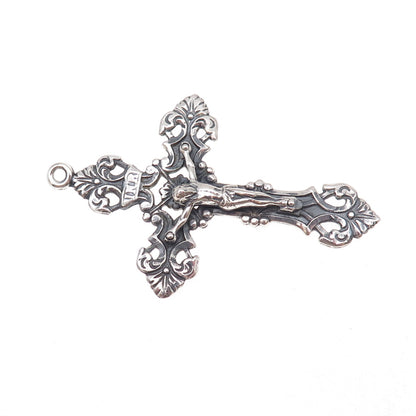925 Sterling Silver Vintage Crucifix Cross Oxidized Pendant