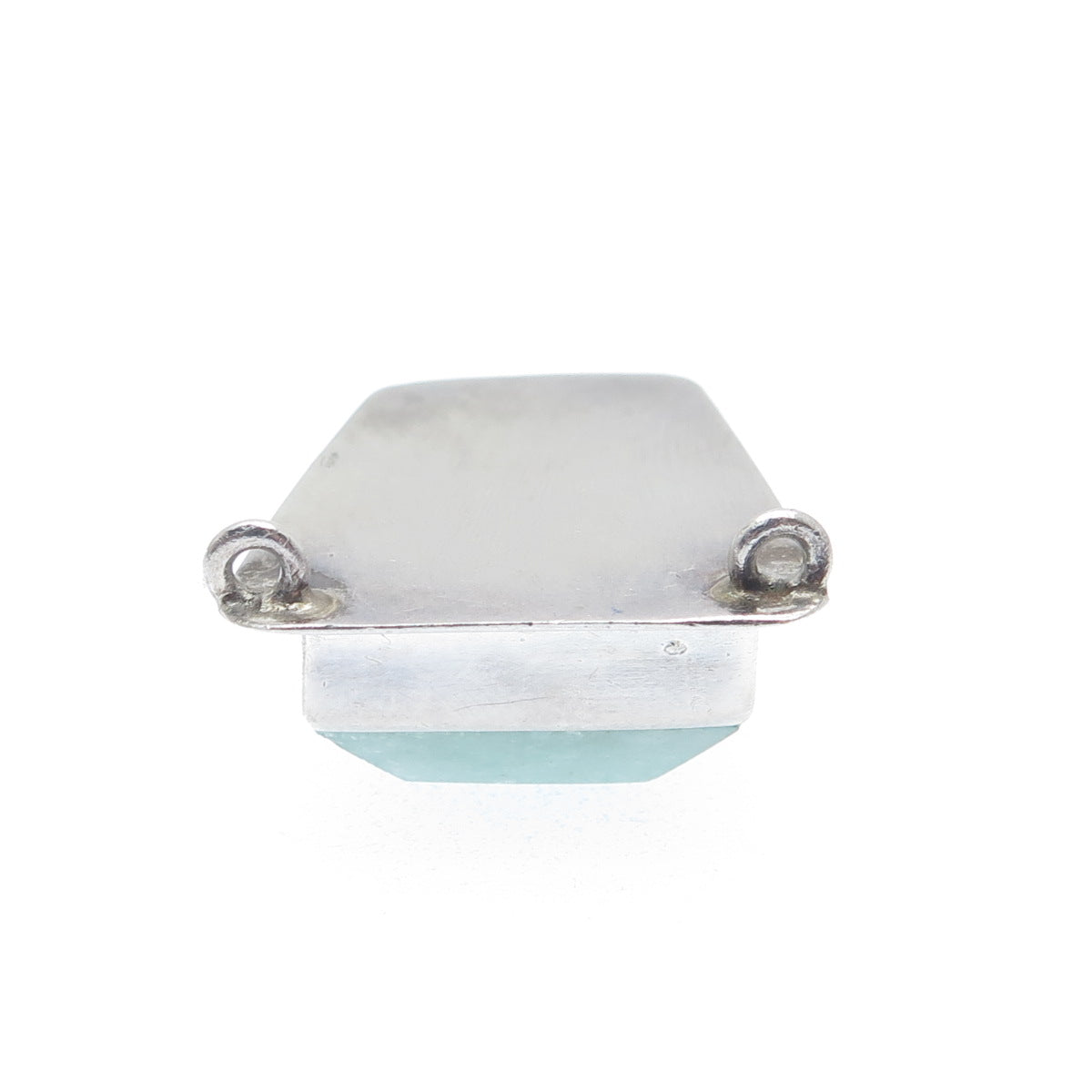 925 Sterling Silver Vintage Real Aventurine Modernist Slide Pendant