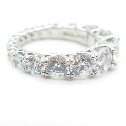 925 Sterling Silver Graduated Round-Cut C Z Eternity Ring Size 6.25