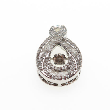 925 Sterling Real Round Tapered Baguette-Cut Diamond Infinity Mini Slide Pendant