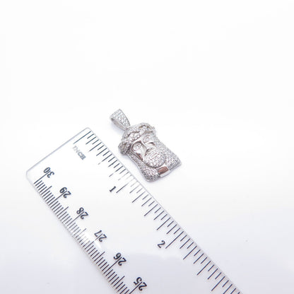 925 Sterling Silver BSI C Z Religious Jesus Face Pendant