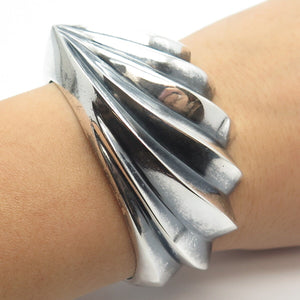 925 Sterling Silver Vintage Charles Crypell Ribbed Adjustable Bracelet 6.5"