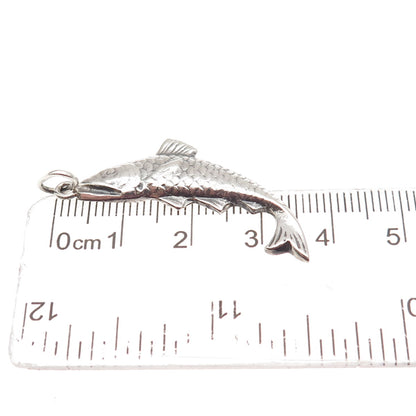 900 Silver Vintage Fish Oxidized Charm Pendant