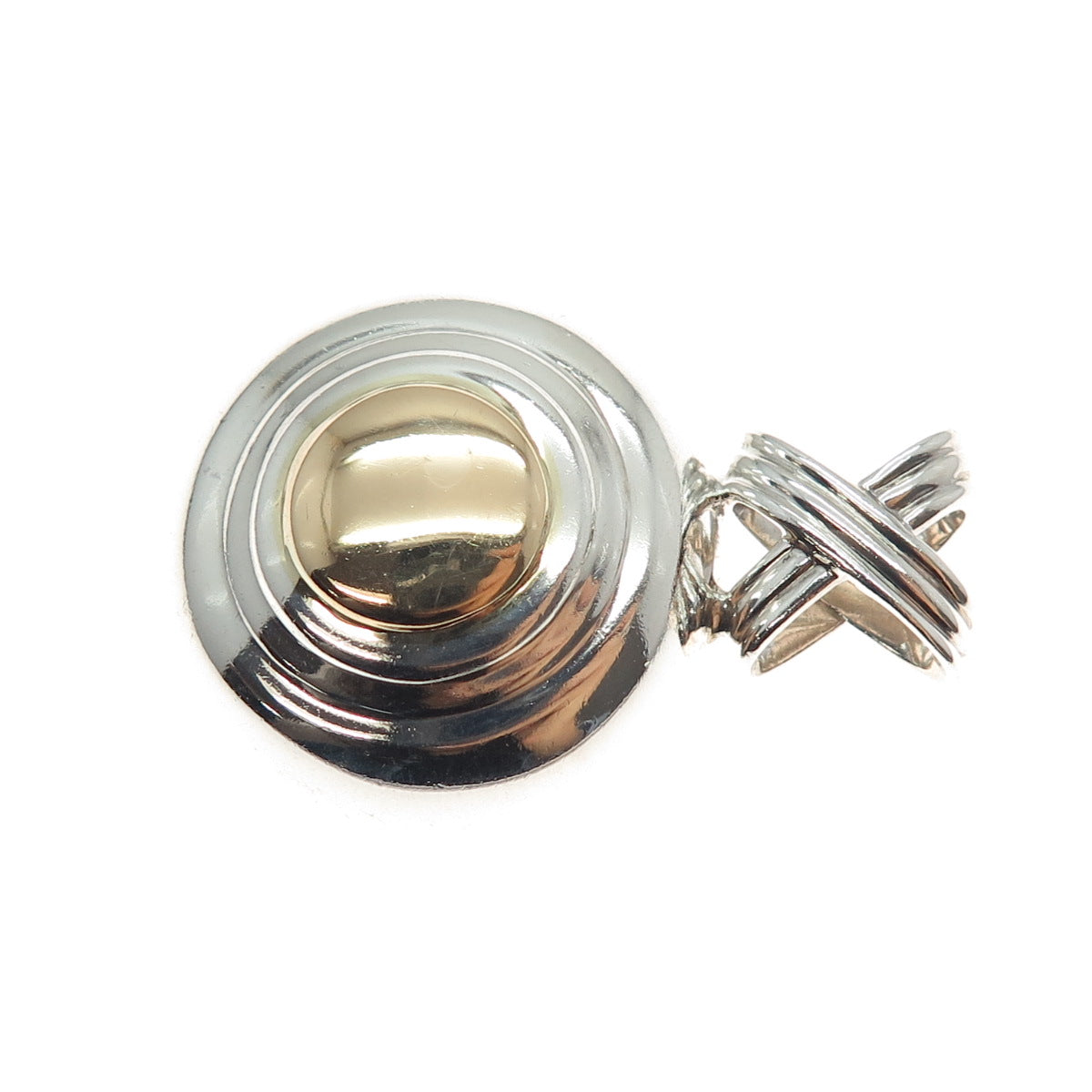 BAYANIHAN 18K Gold 925 Sterling Silver Vintage Modernist Slide Charm Pendant