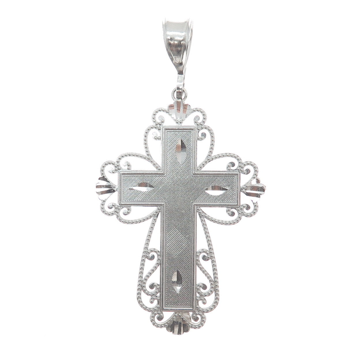 925 Sterling Silver Diamond-Cut Cross Pendant
