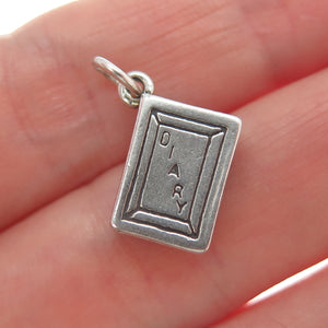 SUNWEST 925 Sterling Silver Vintage Diary Minimalist Charm Pendant