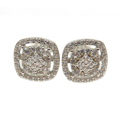 DEE BERKLEY JEWELRY 925 Sterling Silver Round & Cushion-Cut Shaped C Z Earrings