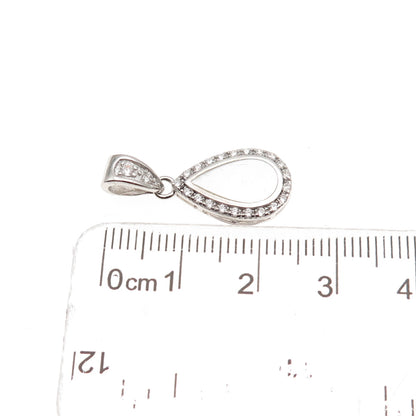 925 Sterling Silver Real MOP & C Z Teardrop Charm Pendant