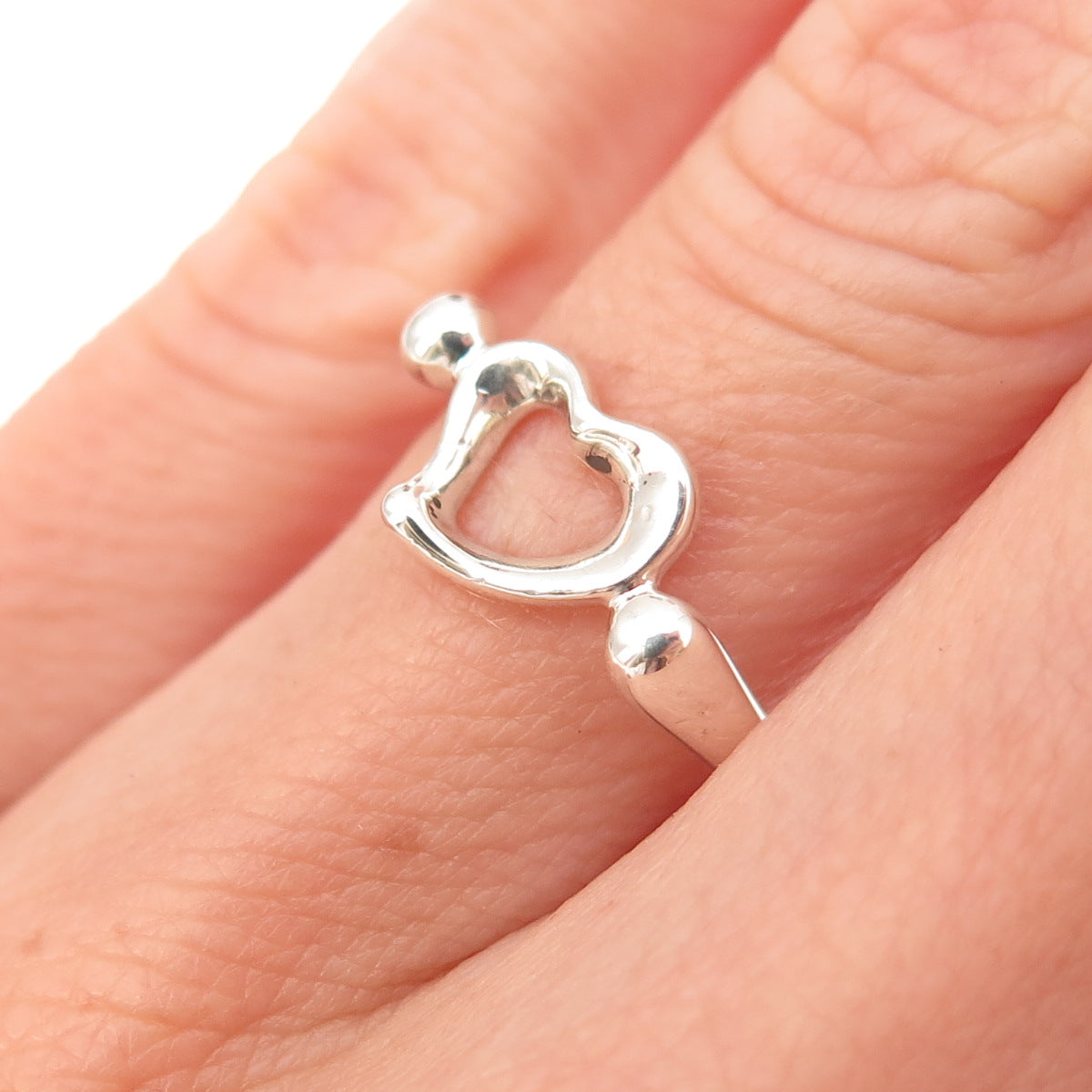 Tiffany & Co. Elsa Peretti 925 Sterling Silver Vintage Open Heart Ring Size 5