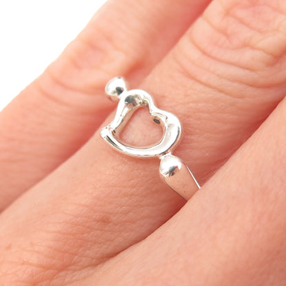 Tiffany & Co. Elsa Peretti 925 Sterling Silver Vintage Open Heart Ring Size 5