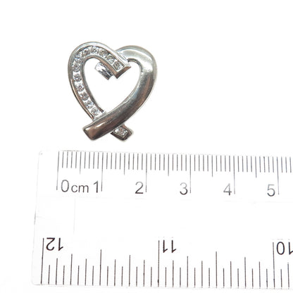 925 Sterling Silver Round-Cut C Z Heart Slide Charm Pendant