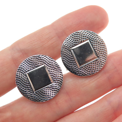 925 Sterling Silver Vintage Engravable Classic Round Cufflinks