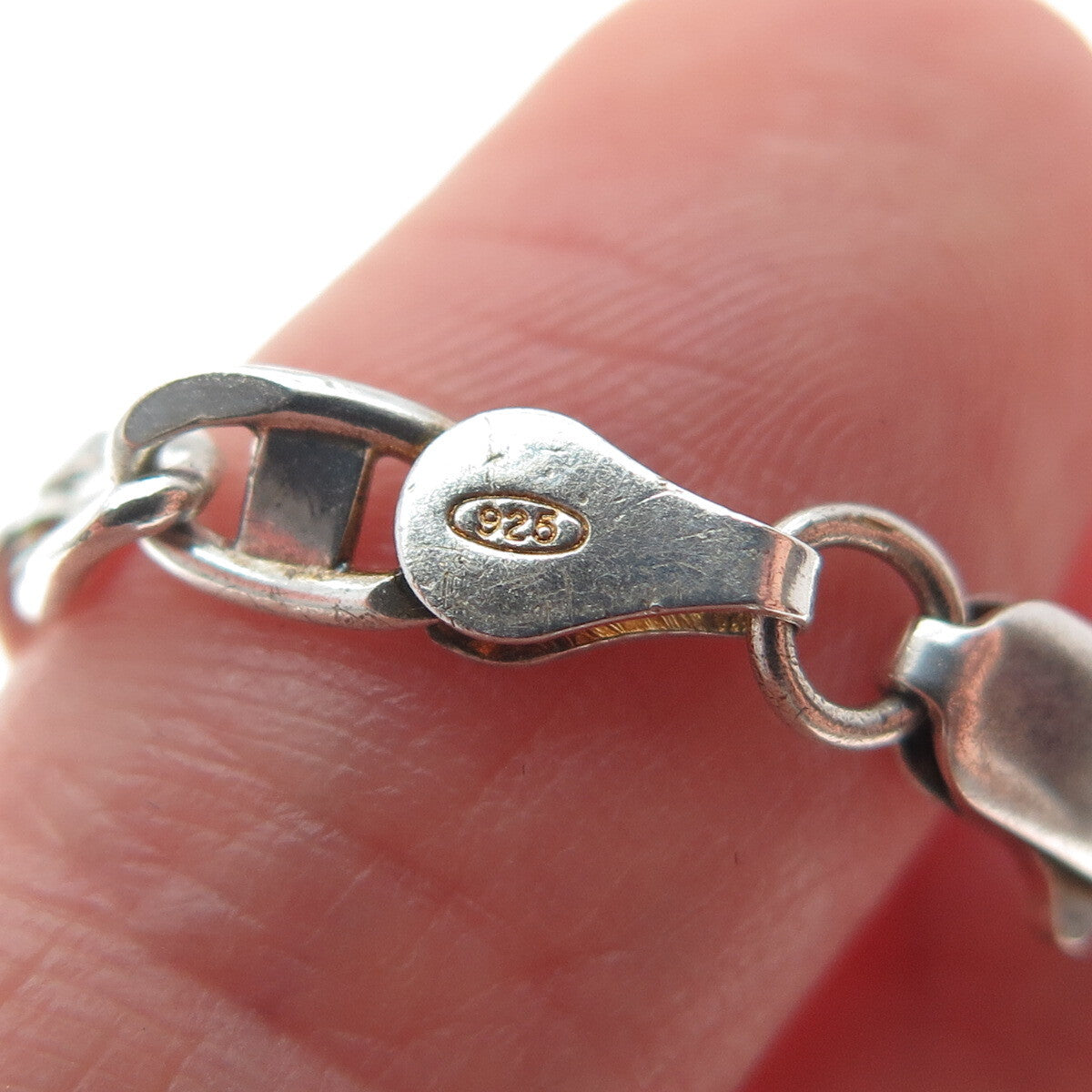 925 Sterling Silver Vintage Italy Flat Anchor Mariner Link Bracelet 7"