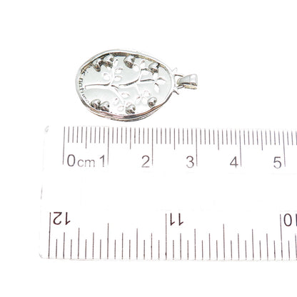 925 Sterling Silver Vintage Love Tree of Life Slide Double Charm Pendant