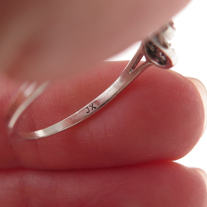 925 Sterling Silver Real Round-Cut Diamond Infinity Ring Size 7.75
