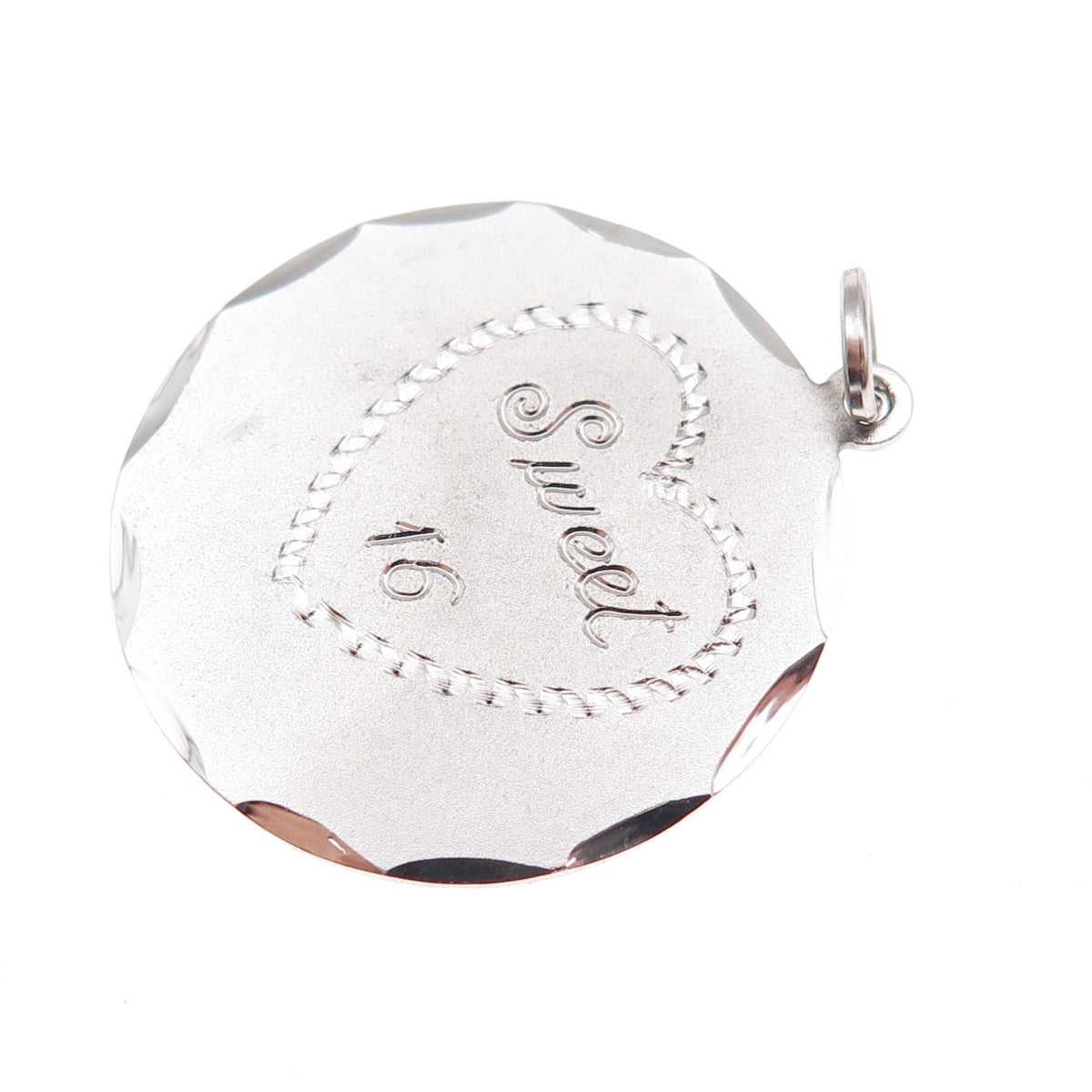 925 Sterling Silver Vintage Sweet 16 Heart Charm Pendant