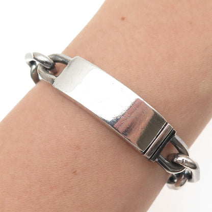 925 Sterling Silver Vintage Oxidized Cable Link ID Bracelet 6.5"