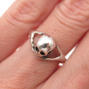 925 Sterling Silver Vintage Skull Oxidized Biker Ring Size 5