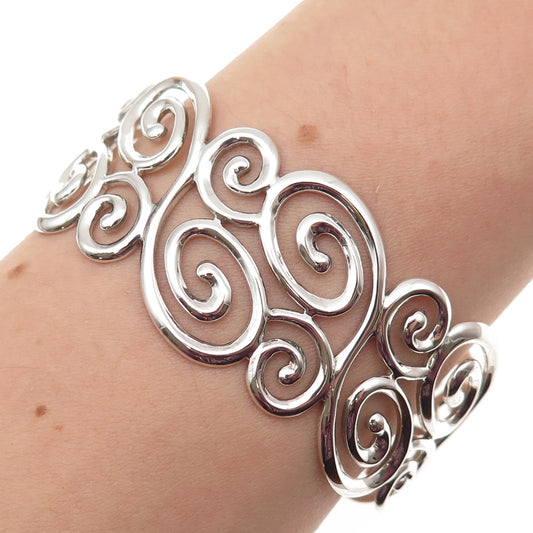 Ross Simons 925 Sterling Silver Vintage Swirl Adjustable Cuff Bracelet 6.5"